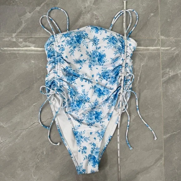 Women’s Wild Fable Extra High Leg Cheeky Adjustable Floral One Piece Swimsuit M - Picture 13 of 16